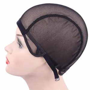 网状假发帽用于制作假发，可调节背带在后面编织假发帽可拉伸发网