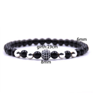 <span class=keywords><strong>Pulsera</strong></span> de cuentas de ágata de ónix negro Natural, 6mm, bolas de cristal de 8MM, difusor de aceite esencial, aromaterapia, Ideal para antiestrés - Product Image 6