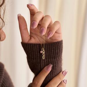 Collana Delicata <span class=keywords><strong>con</strong></span> Nome e Pietra Portafortuna, Regalo Personalizzato per la Festa della Mamma - Product Image 3
