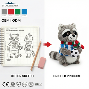 Peluche Personalizado de Mascota de Fútbol, Lindo <span class=keywords><strong>Mapache</strong></span> de Peluche con Camiseta y Bufanda para Aficionados al Deporte, Regalos para Niños, Fábrica OEM ODM - Product Image 1