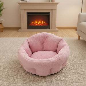 เตียงสัตว์เลี้ยงสีชมพูแบบคลาสสิก ทรงกลม นุ่มพิเศษ อุ่นสบาย ถอดซักได้ พกพาสะดวก สำหรับแมวและสุนัข ใช้ได้ทุกฤดู ภายในบ้าน - Product Image 1