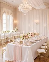 Ensemble de vaisselle en plastique rose moderne sans BPA pour 50 invités - 100 assiettes jetables, 150 couverts, 50 gobelets, 50 serviettes