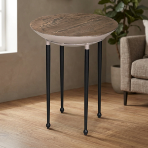 Table d'appoint ronde de la collection Casa moderne avec pieds en métal noir, design contemporain, meubles durables pour la maison, utilisation dans le salon - Product Image 6