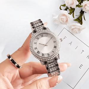 Montre de luxe pour femme 2026 entièrement sertie de diamants, bracelet en acier inoxydable, cadran à chiffres romains, 38 mm, montre-bracelet tendance pour affaires - Product Image 1