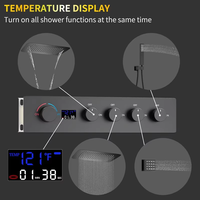 Système de douche thermostatique en laiton de luxe Spray de massage à effet pluie Affichage numérique Robinet de salle de bain fini brossé Jets de corps