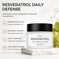 Crème de Jour Antioxydante au Resvératrol et à l'Huile de Pépins de Raisin OEM, Marque Privée, Hydratante, Anti-Âge, Raffermissante, Éclaircissante