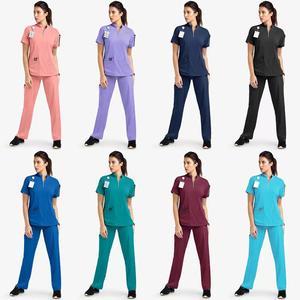 All'ingrosso salone di bellezza per donne uniformi ospedaliere a gamba dritta Spandex medico e infermieristico scrub uniformi set - Product Image 6