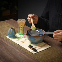 Ensemble complet de matcha avec bol de 520 ml, fouet en bambou naturel, cuillère, tamis en acier inoxydable, accessoires pour la cérémonie du thé, kit de matcha avec boîte