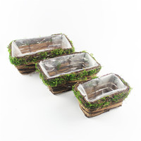 OEM écologique 100% pots de jardin faits à la main en écorce de saule et rotin kit de pots de fleurs suspendus minimalistes pour plantes de bureau en plein air