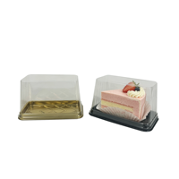 Boîte d'emballage rectangulaire en plastique doré recyclable en PET pour desserts, pain et pâtisseries, petite taille, pour gâteau Yule Log