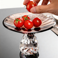 Glazen kristallen dessertplateau 6 inch, fruitplateau met diamantgeslepen rand, snoep- en hapjesstandaard voor bruiloft, feest en thuisdecoratie