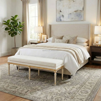 Banc ottoman de style français de luxe pour salon, banc en bois massif, siège d'appoint pour chambre à coucher