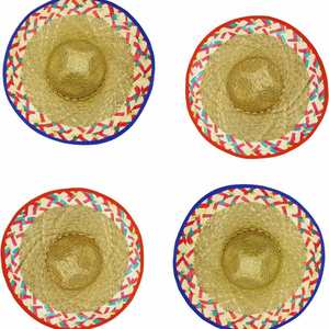 Sombrero de Paja Tejido a Mano Estilo Mexicano Personalizado, Sombrero de Sol de Fibra de Bambú Natural, Accesorios para Fiesta, Carnaval, Fotomatón, Ala Flexible - Product Image 2