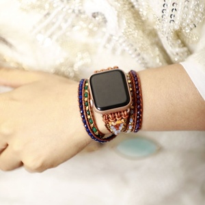 สายนาฬิกาสำหรับ <span class=keywords><strong>Apple</strong></span> Watch Series 7 6 <span class=keywords><strong>SE</strong></span> ย้อมสีหยกงานหัตถกรรมสายหนัง<span class=keywords><strong>2023</strong></span>ที่แปลกใหม่ - Product Image 5