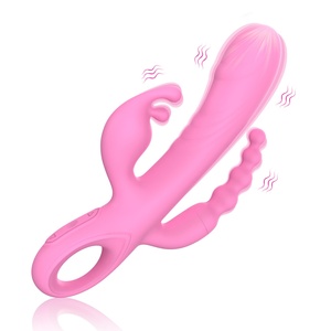 Vibromasseur en silicone liquide de qualité alimentaire 30 fréquences Stimulation du <span class=keywords><strong>point</strong></span> <span class=keywords><strong>g</strong></span> trois en un avec plug anal Faux pénis Jouet sexuel pour femme et adulte - Product Image 4