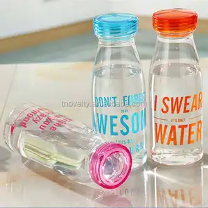 Garrafa de água de plástico transparente, 500ml, sem bpa, suco de bebidas, leite, canudo