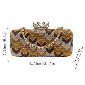 Pochette de soirée pour femme avec strass, sac à main scintillant avec chaîne perlée pour mariage, rendez-vous et événements - Product Image 2