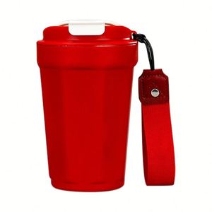 Taza de Café de Acero Inoxidable Facetada con Logotipo Personalizado, Taza de Viaje Aislada al Vacío con Tapa Abatible y Correa de Transporte, 390 ml - Product Image 3