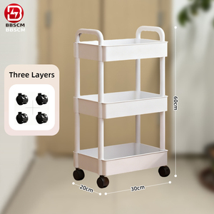 Wheeled Mobile Storage Rack <b>Trolley</b> Organizer <b>Plastic</b> Kitchen Organizers Household Cart Mobile <b>Trolley</b> Toilet Rack Home Supplies - Product Image 1