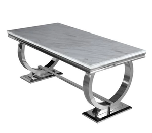 Muebles de comedor modernos Mesa de comedor rectangular Mesa de restaurante de acero inoxidable plateado - Product Image 5