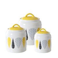 Conteneur de cuisine avec logo personnalisé Pot de stockage Pot de miel en céramique blanche Motif personnalisé pour la décoration intérieure