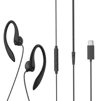 Écouteurs filaires USB-C avec micro et crochet d'oreille pour la course et le sport - Haut-parleur dynamique - Garantie 12 mois - Ajustement personnalisé - Câble de 1,2 m - J&Y