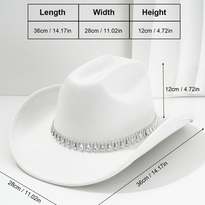 Chapeau de <span class=keywords><strong>cowboy</strong></span> occidental rayé pour hommes et femmes, avec accessoires en strass diamant et épée, 100 % polyester, toutes saisons, chapeau de fiançailles - Product Image 2