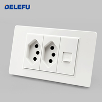 DELEFU - Enchufe de Pared Brasileño Modelo 118, Panel Blanco Ignífugo de PC, Interruptor de Pared Oculto de 20 A con USB+Tipo C