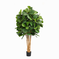 Ficus Lyrata Artificiel sur Mesure OEM, Arbre à Feuilles de Ficus Multiples Troncs, Décoration Commerciale Intérieure/Extérieure pour Aménagement Paysager
