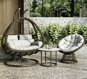 Chaise suspendue en rotin tressé, simple ou <span class=keywords><strong>double</strong></span>, pour jardin, terrasse, mobilier d'extérieur, balançoire de loisirs – Vente chaude directe usine - Product Image 3