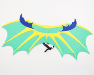 Conjunto de Disfraz de Dragón de Fieltro para Niños, 2 Piezas, Alas de Dinosaurio Verde-Amarillo y Máscara para Cosplay - Product Image 3
