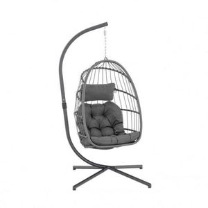 Chaise suspendue en métal pour balcon extérieur, chaise longue portable, hamac, balançoire de patio avec support et coussin - Product Image 5
