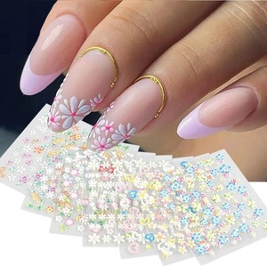 Popular Self-Adhesive 3D French Style Nail Art Decals Cross-Border Colorful <b>Flower</b> Heart <b>Stickers</b> Made of Plastic - Product Image 2