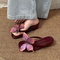 Fabricant personnalisé de luxe pour filles été talon compensé tongs chaussures bout rond orchidée fleur talon compensé sandales pour femmes