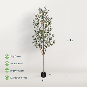 Cây ô liu nhân tạo giả lớn, cao 6 feet, thân gỗ tự nhiên và quả cây sống động như thật, dùng được trong nhà và ngoài trời - Product Image 6