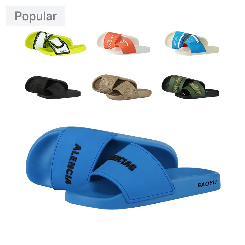 Latest Design Wholesale Women Sandals Foam Slippers Men Mens Plain Slipper 3D Black Flat Slides Custom Logo Slide Sandal