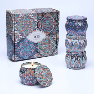 IKEDA Customized Coconut Wax round <strong>Scented</strong> Candles in Men Fragrance <strong>Bar</strong> and Holiday Use with Elegant Tins Container - Product Image 2