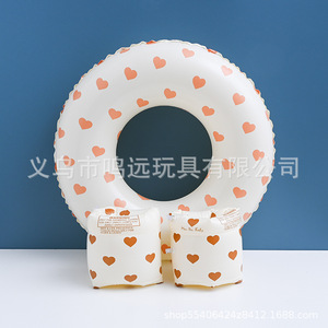Anillo de natación inflable con diseño de corazones para niños, juguete acuático de 60-90 cm de diámetro - Product Image 2