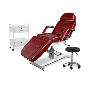 Wood Beauty Spa Salon Tattoo Massage Facial Bed Adjustable Table Chair With Hydraulic Pump