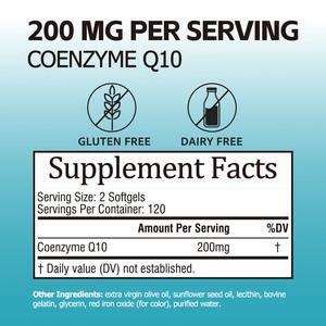 Suplemento para el Cuidado de la Salud, Cápsulas Blandas de CoQ10, Aumenta la Actividad Antioxidante, Mejora la Producción de Energía Celular con Coenzima Q10 - Product Image 2