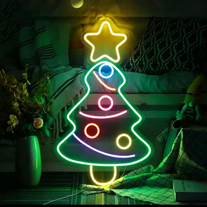 Enseigne néon de Noël en forme d'arbre, lumières LED de Noël avec décorations étoiles, lumière néon murale pour fête, enseigne néon étanche IP65 - Product Image 2