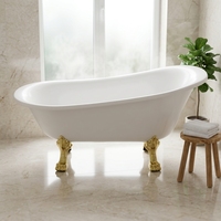 Baignoire autoportante en acrylique de style impératrice rétro européen de 1,7 m x 1,6 m avec pieds en ABS dorés
