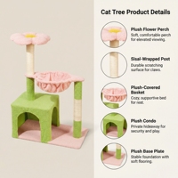 Arbre à chat robuste, écologique et durable avec poteaux en sisal, structure d'escalade multi-niveaux en velours pour chats d'intérieur, emballage en carton