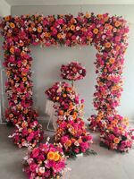 Neue 2,4*2,4-m große rosarote, pinkfarbene Kunstblumen Hochzeits-Hintergrundbogen-Dekoration Blumenarrangement Blumenbälle