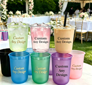 Custom Logo 10oz 12oz 14oz 16oz 20oz 24oz Frosted Clear Disposable U Shape Plastic Pet <strong>Cold</strong> Coffee Milk Tea <strong>Cup</strong> for Wedding - Product Image 1