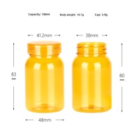 Flacon personnalisé en PET 100 ml pour capsules de vitamines et de calcium, sérigraphié, de qualité alimentaire, haut de gamme, pour produits de santé, avec bouchon à vis