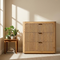Table de chevet moderne et traditionnelle en bois massif de luxe Cambria à 3 tiroirs