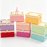 Boîte de rangement pliable pour le camping en plein air, boîte cadeau avec couvercle supérieur et poignée de transport, boîte multifonctionnelle pour le rangement à domicile et les coffrets cadeaux