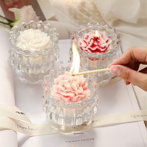 Bougie d'aromathérapie en cire modelée en forme de fleur de porcelaine européenne, œillet, luxueuse, faite à la main, naturelle, non toxique, haut de gamme pour la maison - Product Image 2