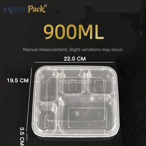 Boîte alimentaire jetable personnalisée style chinois, 5 compartiments pour repas à emporter - Product Image 1